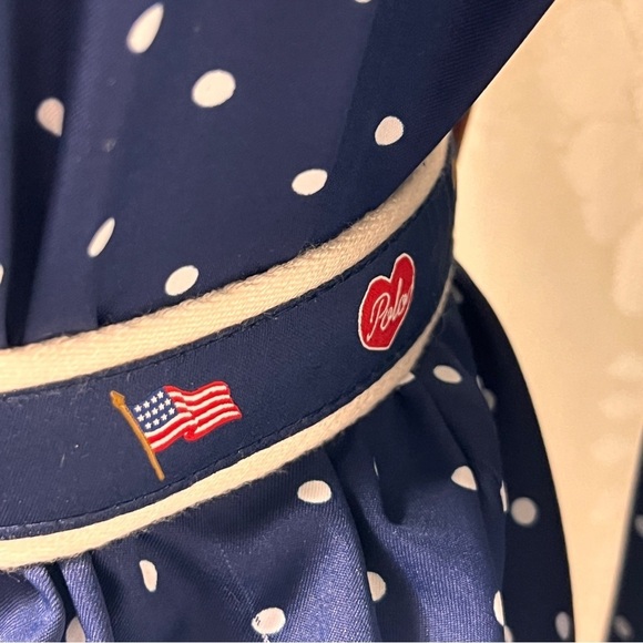 Ralph Lauren Satin Canvas Leather Trim Flag Collegiate Preppy Bear American Belt - Picture 7 of 12